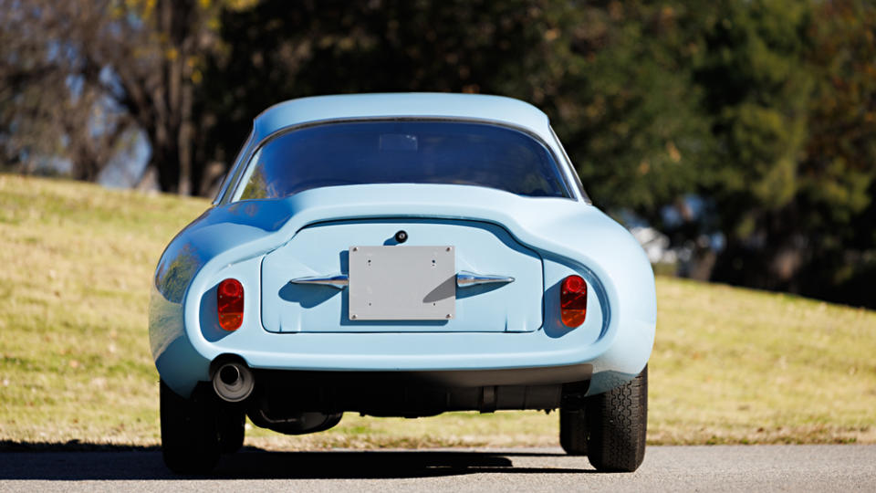 The back of a 1962 Alfa Romeo Giulietta SZ Coda Tronca.