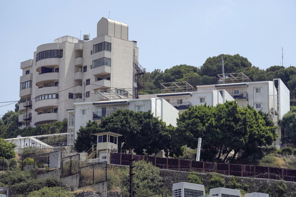 FILE - A general view of a part of the U.S. Embassy compound in Aukar, a northern suburb of Beirut, Lebanon, June 5, 2024. On Tuesday, July 2, 2024, a judge at Lebanon's military court charged the gunmen who opened fire at the U.S. embassy near Beirut with being affiliated to the militant Islamic State group. (AP Photo/Bilal Hussein, File)