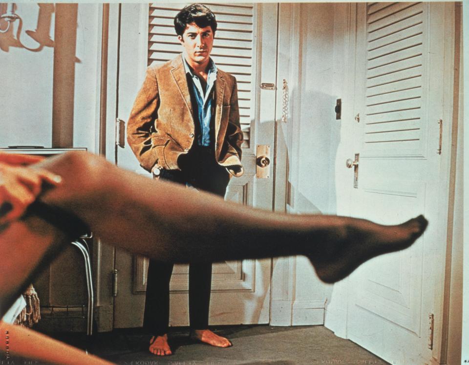 Linda Gray's leg, and Dustin Hoffman in 'The Graduate' 1967