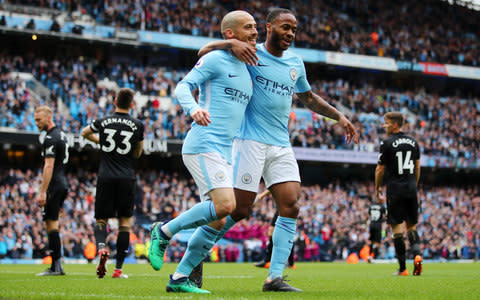 David Silva and Raheem Sterling celebrate - Credit: Getty images