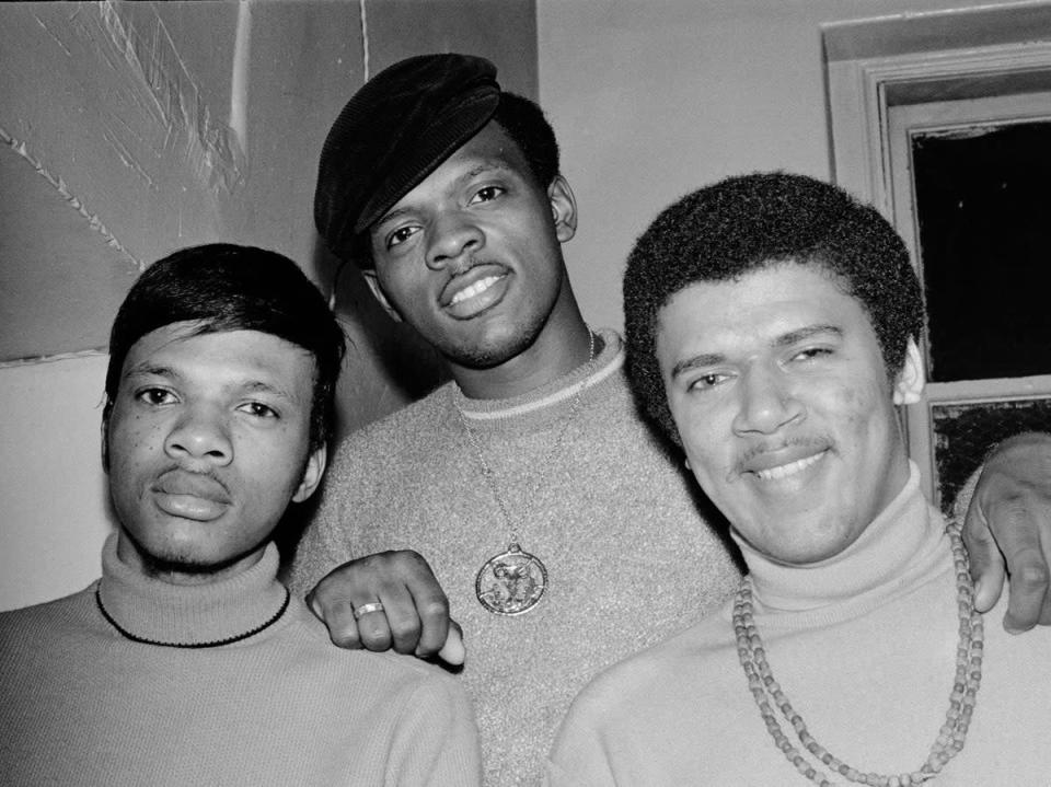 The Delfonics, pictured in 1968. From left to right: Wilbert Hart, William 'Poogie' Hart and Randy Cain (Getty Images)