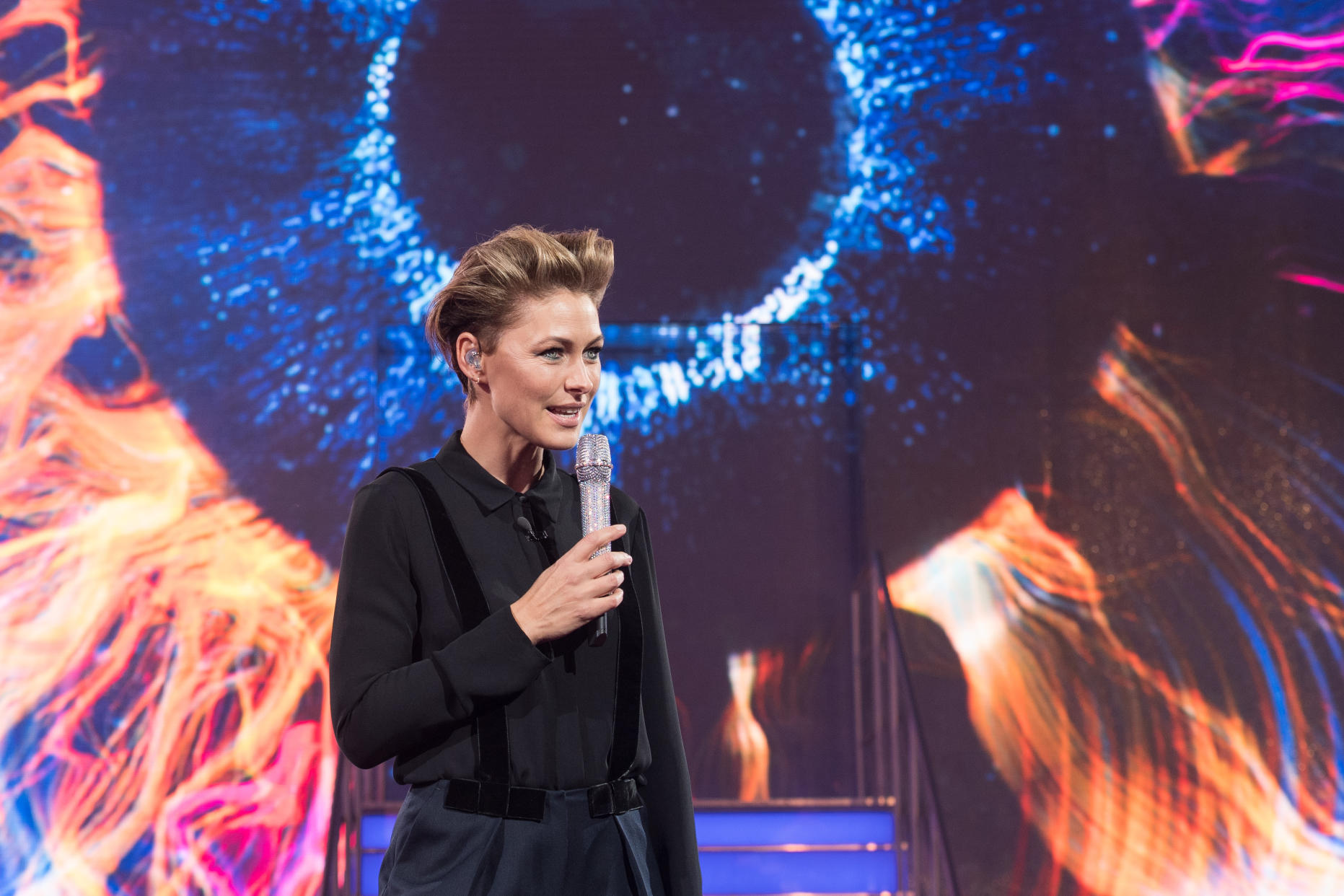 Emma Willis presents Big Brother at Elstree Studios on September 14, 2018 in Borehamwood, England.  (Photo by Jeff Spicer/Getty Images)