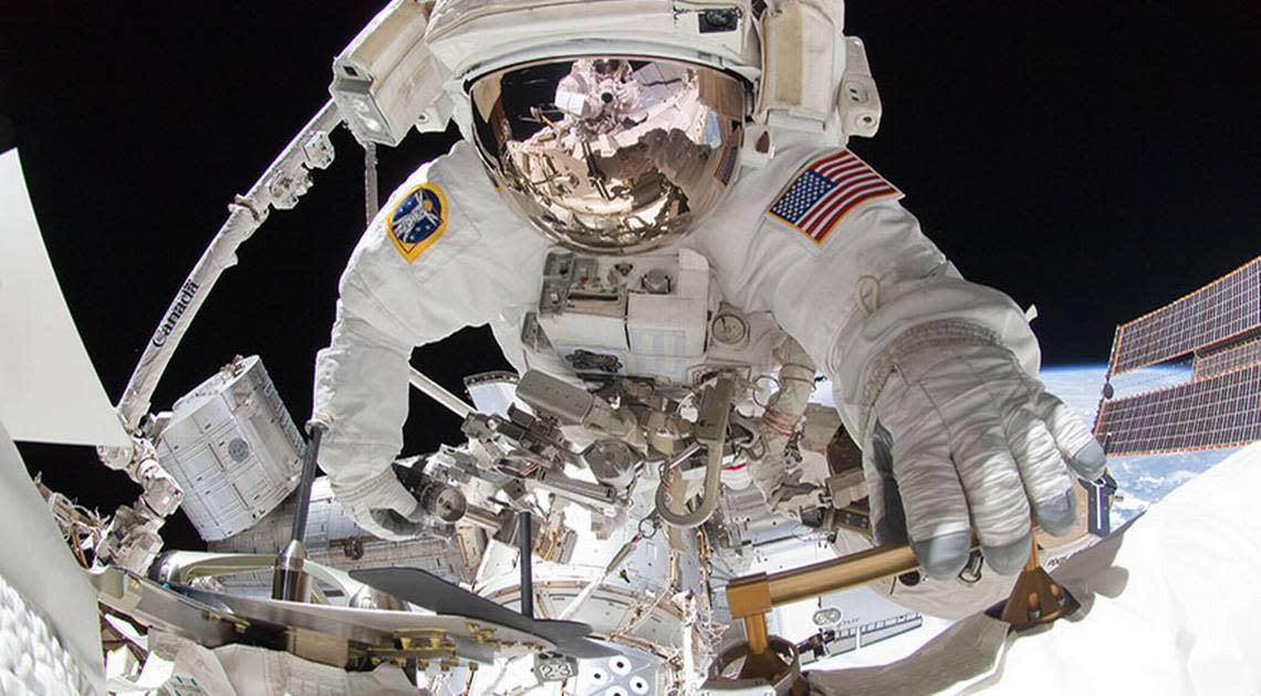 NASA astronauts Tom Marshburn and Kayla Barron completed a spacewalk outside the International Space Station.