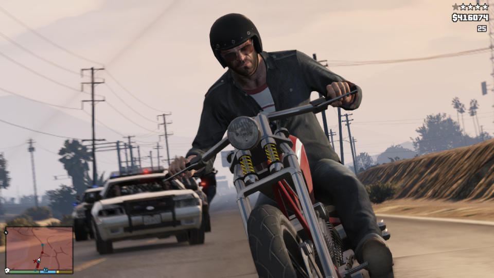 This publicity photo released by Rockstar Games shows a screen shot from the video game, "Grand Theft Auto V." (AP Photo/Rockstar Games)