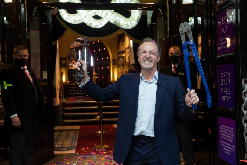 <p>Cutting it fine: Hippodrome CEO Simon Thomas took a pair of bolt-cutters to the doors of the famous casino</p> (Jeff Moore)