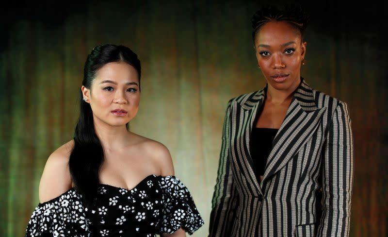 Cast members Tran and Ackie pose for a portrait while promoting the film "Star Wars: The Rise of Skywalker" in Pasadena