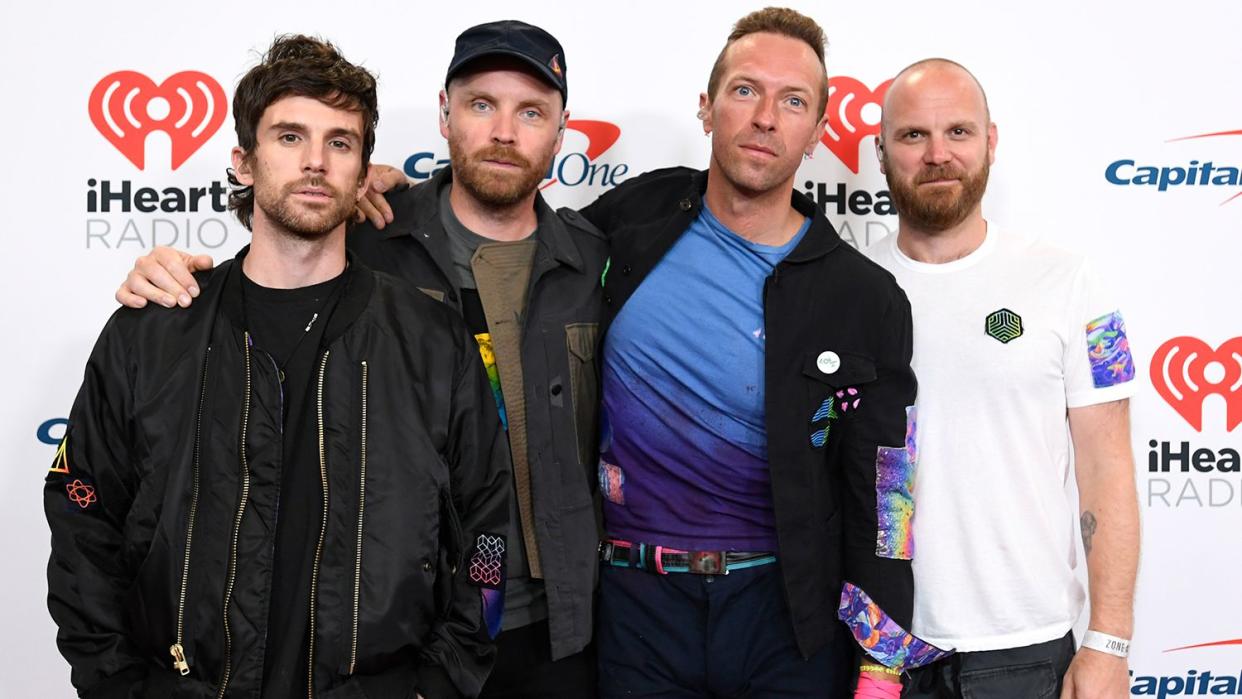 Guy Berryman, Jonny Buckland, Chris Martin, and Will Champion of Coldplay attend the 2021 iHeartRadio Music Festival on September 18, 2021 at T-Mobile Arena in Las Vegas, Nevada.