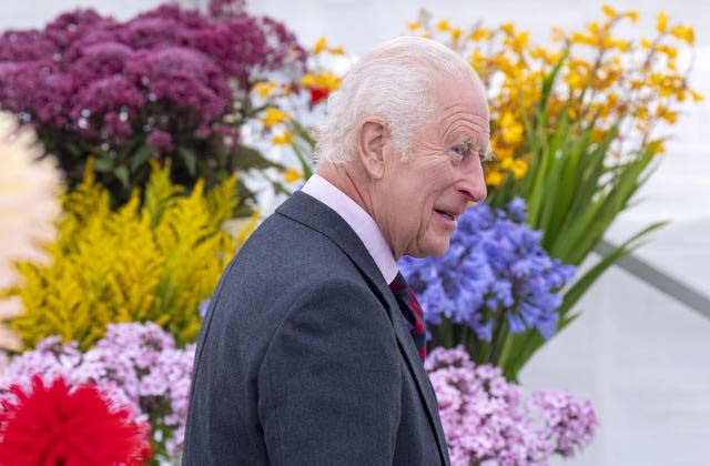 The King amid the flowers during a visit to the Royal Horticultural Society of Aberdeen’s 200th Flower Show 