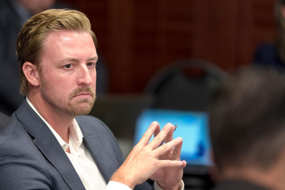 State schools Superintendent Ryan Walters runs an Oklahoma school board meeting at the Oklahoma Capitol in Oklahoma City, on Thursday, June 27, 2024.