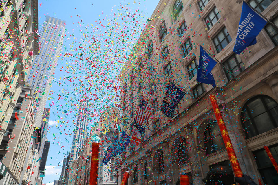 <p>Confettii is shot into the air to signal the start of N.Y.C. Pride Parade in New York on June 25, 2017. (Photo: Gordon Donovan/Yahoo News) </p>