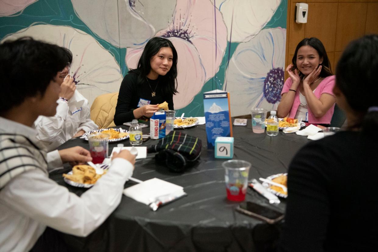 Battle Creek-area students meet during a youth multicultural exchange event at the Burma Center in Springfield, Michigan on Wednesday, April 27, 2022.