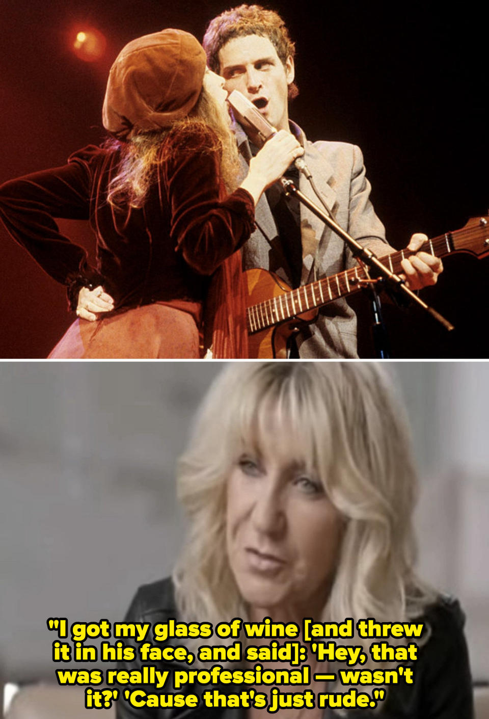 Nicks and Buckingham performing in late '70s; McVie in 2019 McVie documentary