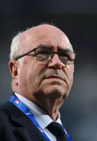 Soccer Football - 2018 World Cup Qualification - Europe - Italy vs Israel - Reggio Emilia, Italy - September 5, 2017 Italian FA president Carlo Tavecchio REUTERS/Alberto Lingria