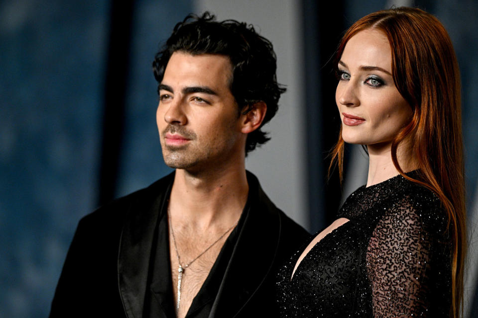 Joe Jonas and Sophie Turner at the Vanity Fair Oscar Party in Beverly Hills, Calif., on March 12, 2023. (Lionel Hahn / Getty Images file)