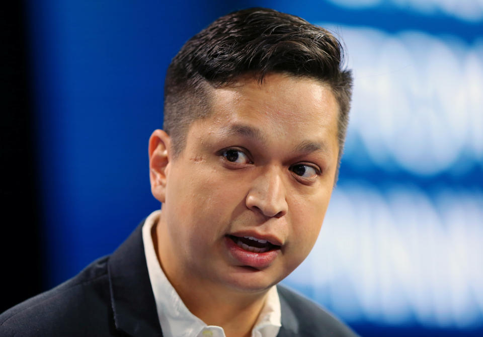 Ben Silbermann co-founder and CEO of Pinterest speaks at the WSJD Live conference in Laguna Beach, California, U.S., October 26, 2016.     REUTERS/Mike Blake 