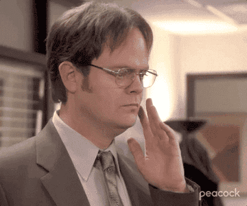 Dwight looks at the camera, puts his hand near his mouth, and says, "It's true," on The Office