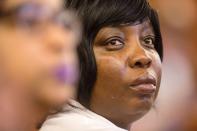 Ursula Ward, mother of Odin Lloyd, listens to testimony during former New England Patriots player Aaron Hernandez's murder trial at the Bristol County Superior Court in Fall River, Massachusetts, February 25, 2015. Hernandez is accused of murdering semi-professional football player Odin Lloyd. REUTERS/Aram Boghosian/Pool (UNITED STATES - Tags: CRIME LAW SPORT FOOTBALL)