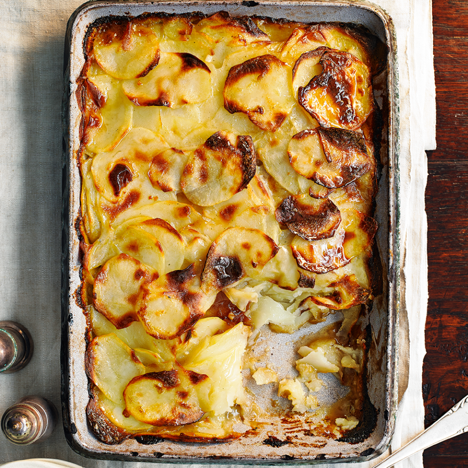 <p>This French potato gratin will please vegetarians, gluten-free guests and meat eaters alike.</p><p><strong>Recipe: <a href="https://www.goodhousekeeping.com/uk/food/recipes/a564918/boulangere-potato-recipe/" rel="nofollow noopener" target="_blank" data-ylk="slk:Boulangère potatoes;elm:context_link;itc:0;sec:content-canvas" class="link ">Boulangère potatoes</a></strong></p>