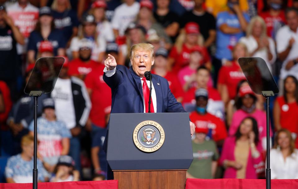 President Donald Trump speaks during a rally at the BOK Center in Tulsa, Okla., Saturday, June 20, 2020.