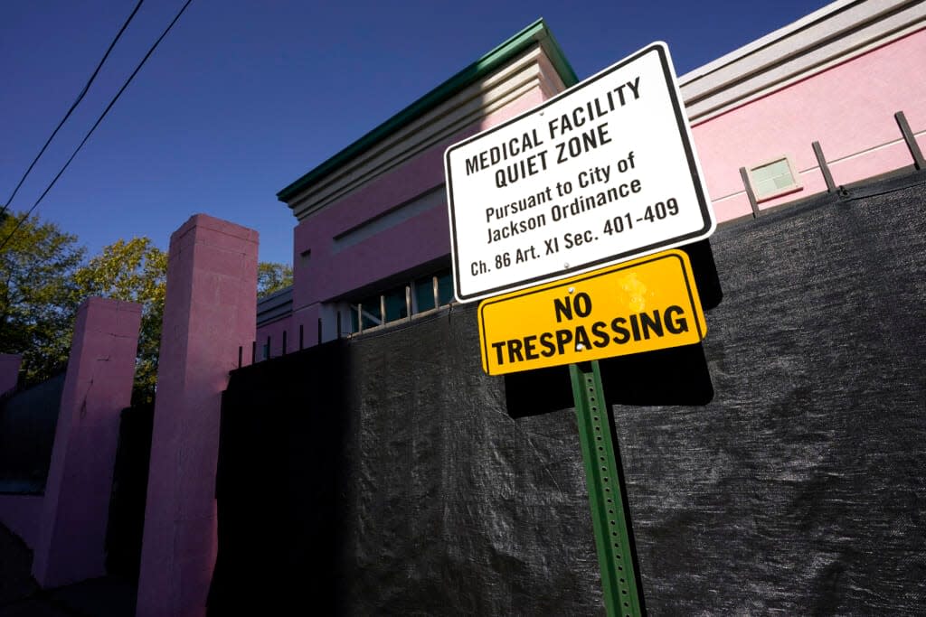 A sign indicating a “Medical Facility Quiet Zone” is displayed outside the Jackson Women’s Health Organization clinic in Jackson, Miss., the state’s only state licensed abortion facility, Wednesday, Nov. 18, 2020. (AP Photo/Rogelio V. Solis, File)