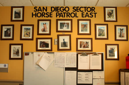 Pictures of horses hang on a wall at the U.S. border patrol station in Boulevard, California, U.S., November 12, 2016. REUTERS/Mike Blake