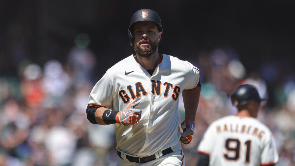 Brandon Belt brings veteran leadership to the Blue Jays and has the chance to be an impact hitter if he can stay healthy. (Sergio Estrada-USA TODAY Sports)