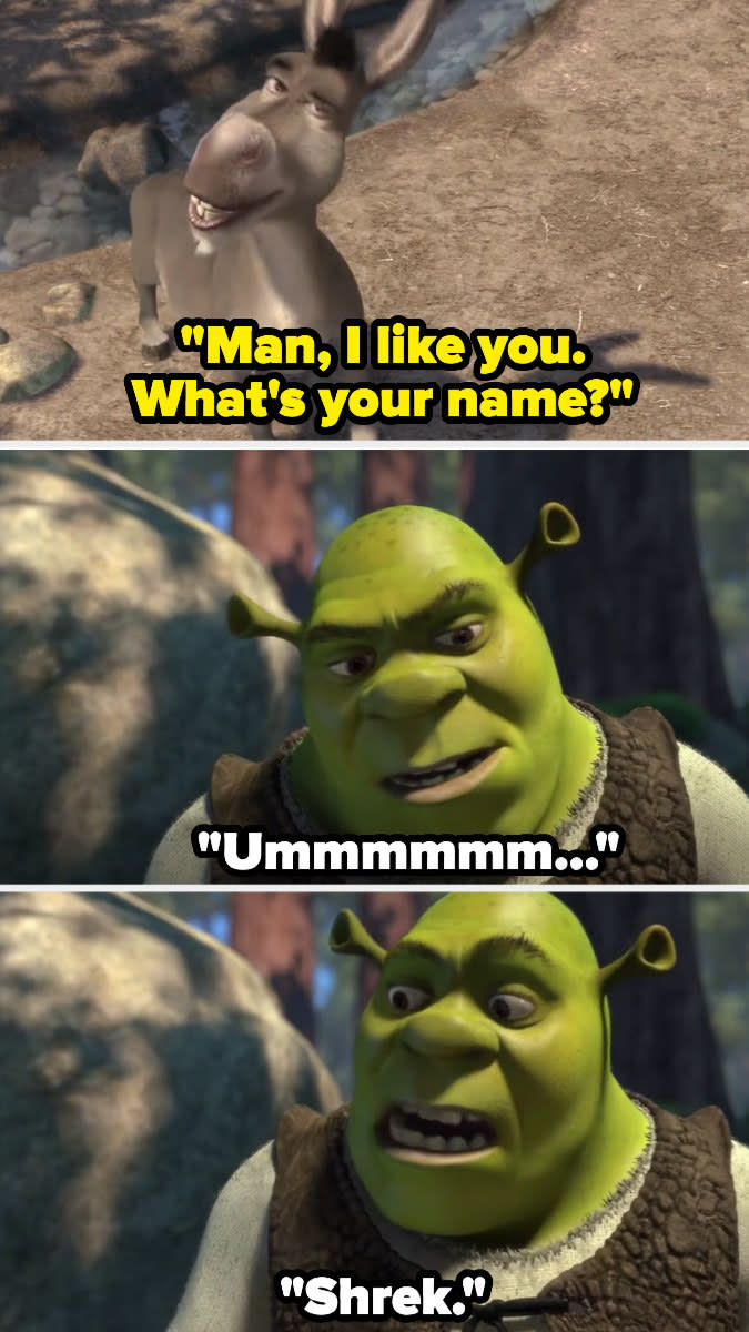 Shrek and Donkey meeting for the first time