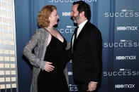 <p>Sarah Snook and husband Dave Lawson had some big news at the <em>Succession </em>season 4 premiere: they're expecting! Snook, who plays lone (and somewhat lonely) Roy daughter Shiv, said she <a href="https://people.com/parents/succession-star-sarah-snook-is-pregnant/" rel="nofollow noopener" target="_blank" data-ylk="slk:was 32 weeks along;elm:context_link;itc:0;sec:content-canvas" class="link ">was 32 weeks along</a> and filmed the final season of the series while pregnant. </p> <p>Off-screen, she and Lawson were friends who grew into more during the lockdown phase of the COVID-19 pandemic, marrying quietly in N.Y.C. </p> <p>"[He was] one of my best mates and we fell in love,"<a href="https://people.com/tv/who-is-dave-lawson-sarah-snook-husband/" rel="nofollow noopener" target="_blank" data-ylk="slk:she told Vogue Australia.;elm:context_link;itc:0;sec:content-canvas" class="link "> she told <em>Vogue </em>Australia. </a></p>