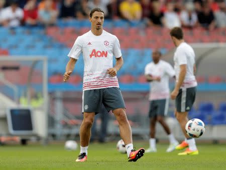 Football Soccer - Galatasaray v Manchester United - Pre Season Friendly - Ullevi Stadium, Gothenburg, Sweden - 30/7/16 Manchester United's Zlatan Ibrahimovic warms up before the match Action Images via Reuters / Henry Browne Livepic - RTSKDWI