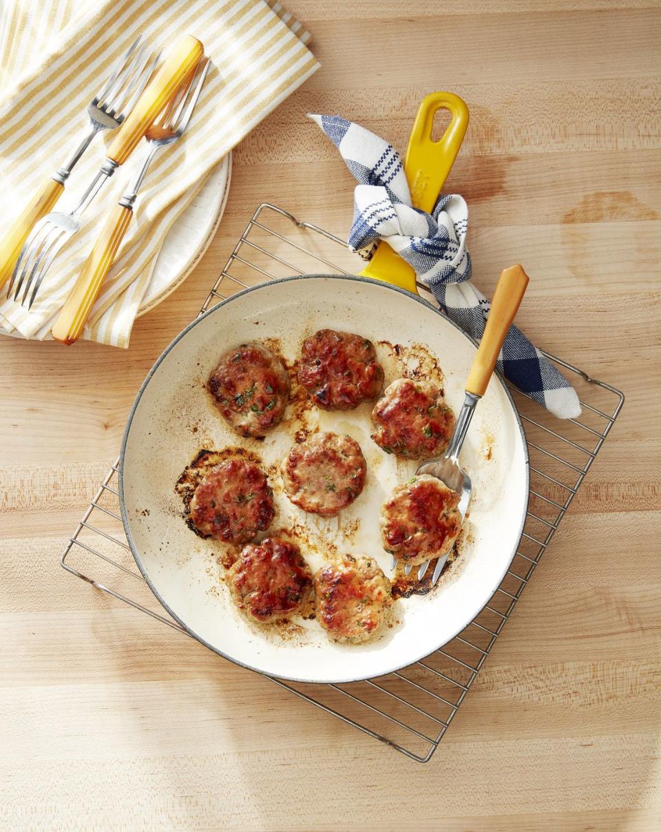 <p>Homemade sausage is far tastier than the pre-fab variety, and doesn't take much work to mix together — you can do it the night before. If you want sausage in your <a href="https://www.countryliving.com/food-drinks/recipes/a3494/cornbread-dressing-sage-pork-sausage-recipe-clv1110/" rel="nofollow noopener" target="_blank" data-ylk="slk:cornbread dressing;elm:context_link;itc:0;sec:content-canvas" class="link ">cornbread dressing</a>, you just need to make a little extra. </p><p><strong><a href="https://www.countryliving.com/food-drinks/a34276289/maple-glazed-breakfast-sausage/" rel="nofollow noopener" target="_blank" data-ylk="slk:Get the recipe;elm:context_link;itc:0;sec:content-canvas" class="link ">Get the recipe</a>.</strong> </p>