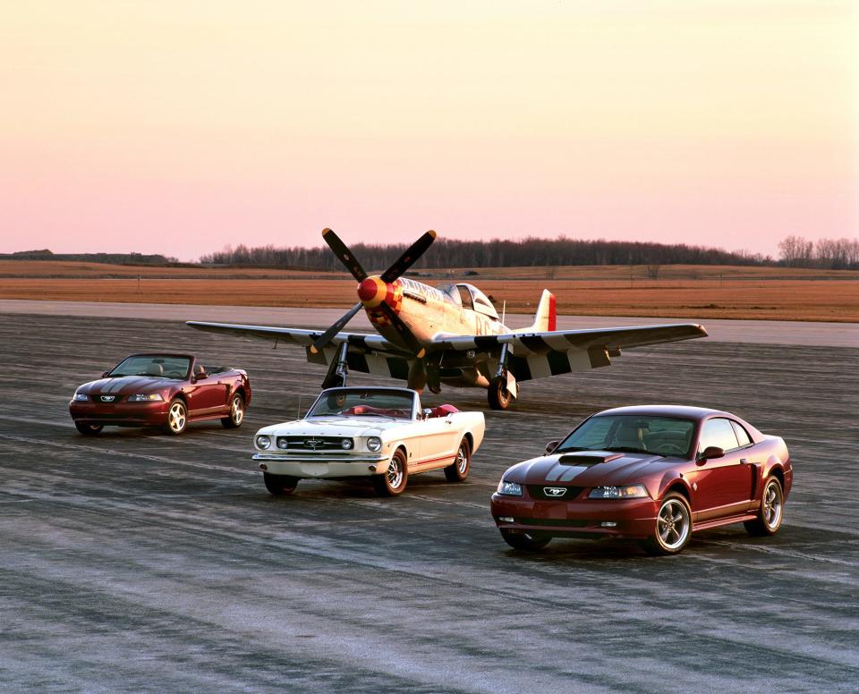 2004 Ford Mustang Anniversary edition and 1965 Mustang with P 51