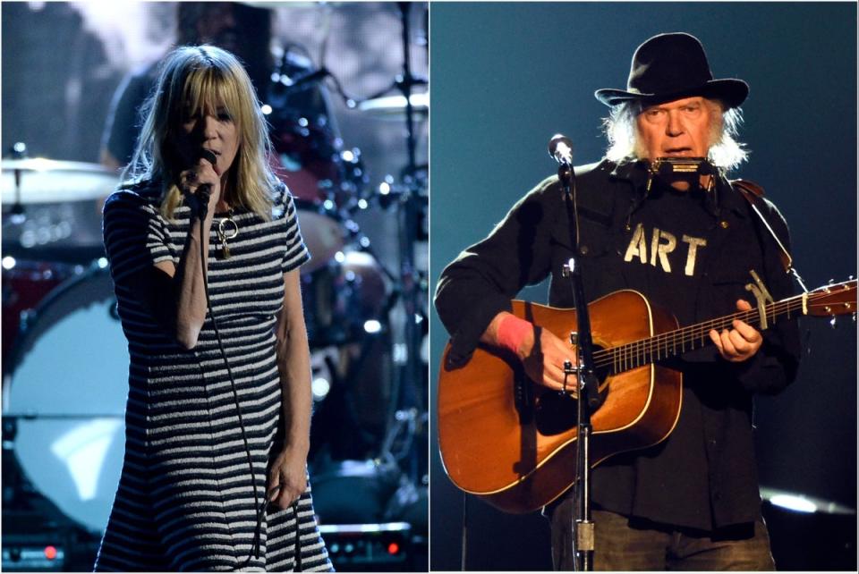 Kim Gordon (left) says she received some great advice from Neil Young (Getty)