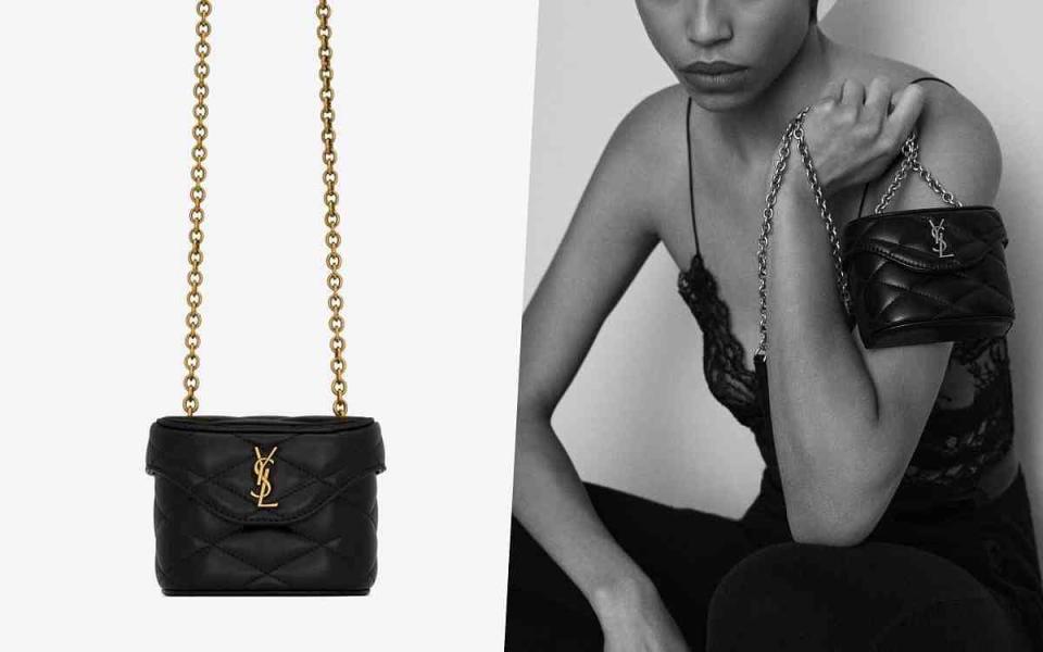 JUNE 小羊皮縫線迷你箱型袋 NT$ 34,750 圖片來源：Saint Laurent