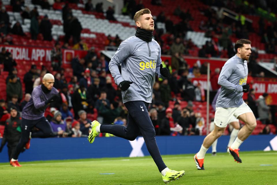 Timo Werner warms up before kick-off (AFP via Getty Images)