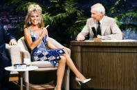 <p>White sits down for a chat with <em>Tonight Show </em>host Johnny Carson in 1986. </p>