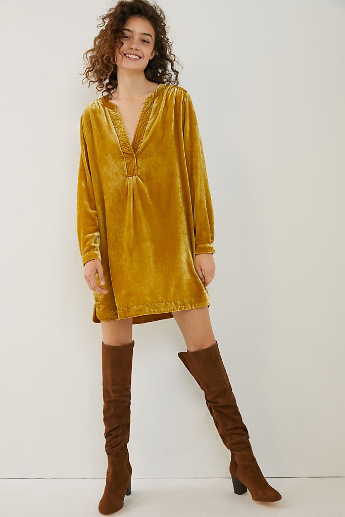 Melody Velvet Tunic Dress. Image via Anthropologie.