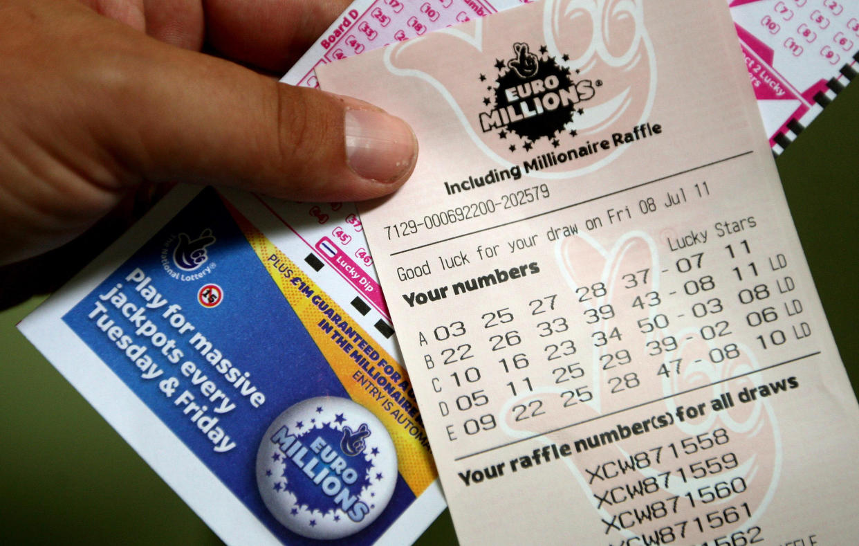 A general view of a EuroMillions lottery ticket for tonight's draw.