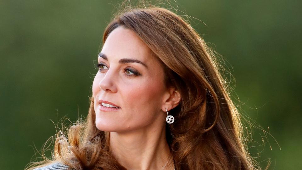 Close-up of Kate Middleton wearing a blazer