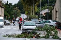 <p>La préfecture a demandé aux habitants de la ville vivant aux alentours du quai Paicherou et du boulevard Sabatier de se réfugier dans les étages. L’hôpital de Carcassonne a été en partie inondé.<br>(Crédit : Getty Images) </p>