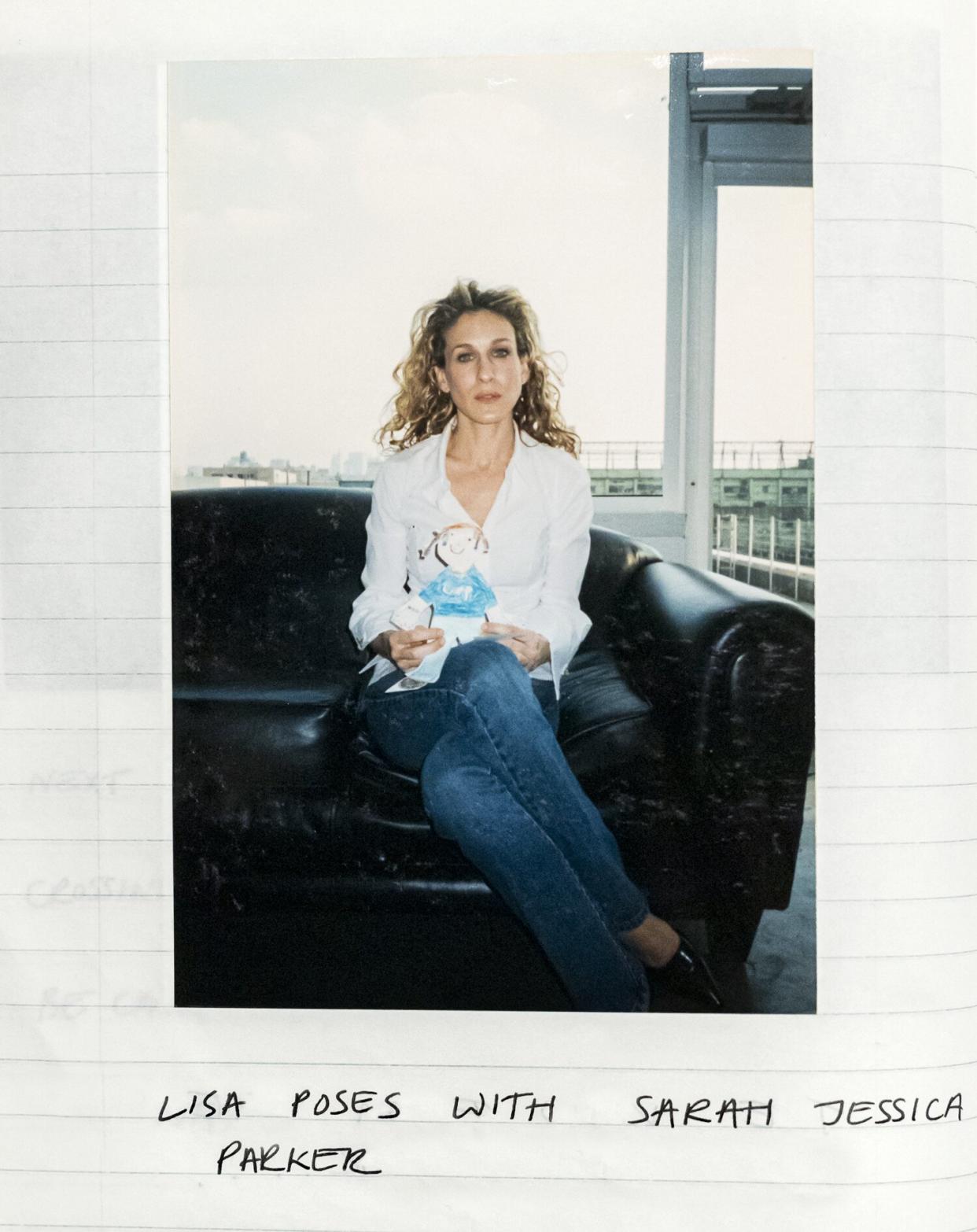 Pages from the Flat Stanley book that Jake Chessum photographed in 2000 for then third grader Amanda Crommett- found by Amanda in 2022. The two were connected via social media. Featured here, Sarah Jessica Parker