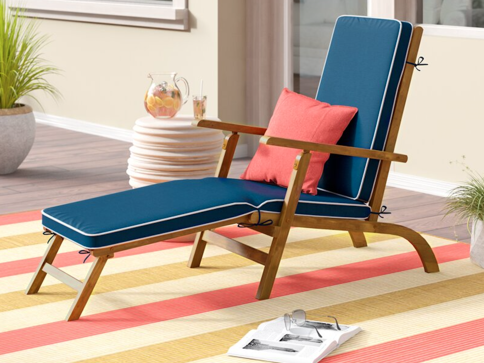 Ahh, a teak lounger to call your own—at 62 percent off. (Photo: Wayfair)