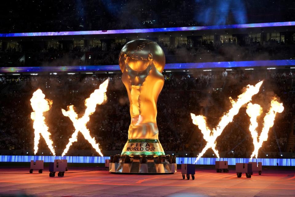 A giant World Cup Trophy during the opening ceremony of the FIFA World Cup 2022 at the Al Bayt Stadium (PA)