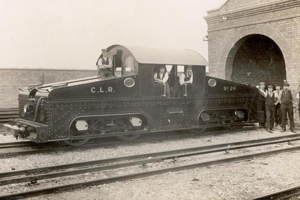 circa 1900: An early underground train on the Central London Railway, opened in 1900, which eventually became the Central Line. This engine could be driven in both directions (Getty Images)