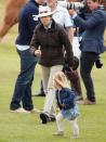 <p>The Princess Royal runs after her granddaughter Mia Tindall while at a charity polo match.</p>