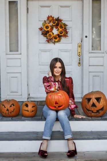 Universal City, CA - October 05: Actress and cast member of Real Housewives of Beverly Hills, Kyle Richards is photographed on the Universal Studios backlot , in Universal City, CA, during a day of promotion for, "Halloween Kills," Tuesday, Oct. 5, 2021. Richards returns to the Halloween franchise 43 years after starring in the original film. (Jay L. Clendenin / Los Angeles Times)