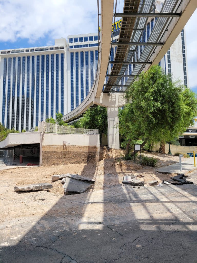 On June 15, Boring company workers exposed exposed the base of a column that supports the Las Vegas Monorail.