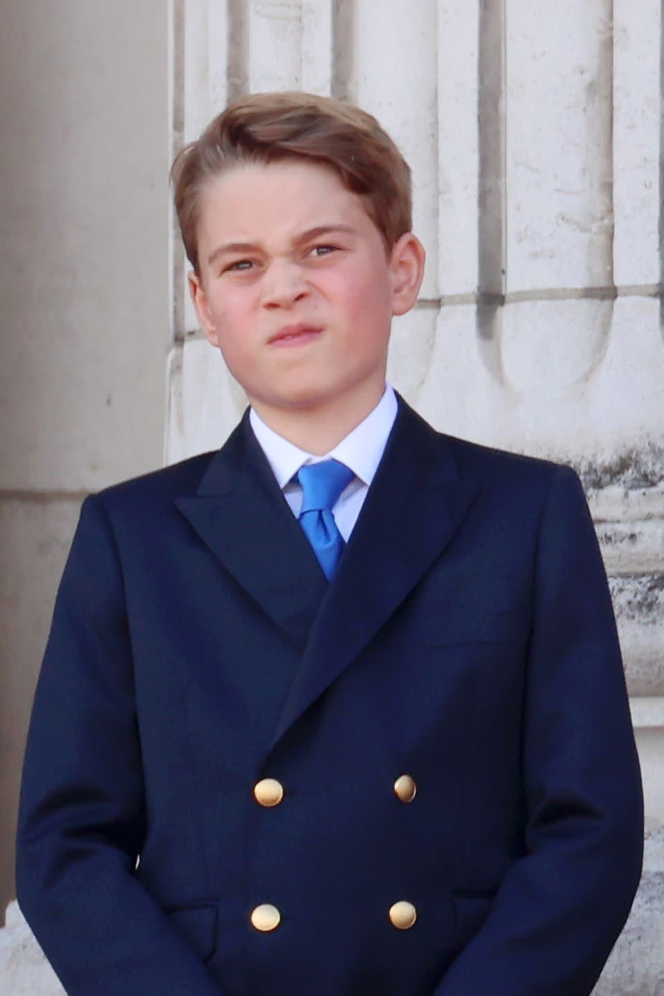 london, england june 15 prince george of wales during trooping the colour at buckingham palace on june 15, 2024 in london, england trooping the colour is a ceremonial parade celebrating the official birthday of the british monarch the event features over 1,400 soldiers and officers, accompanied by 200 horses more than 400 musicians from ten different bands and corps of drums march and perform in perfect harmony photo by chris jacksongetty images