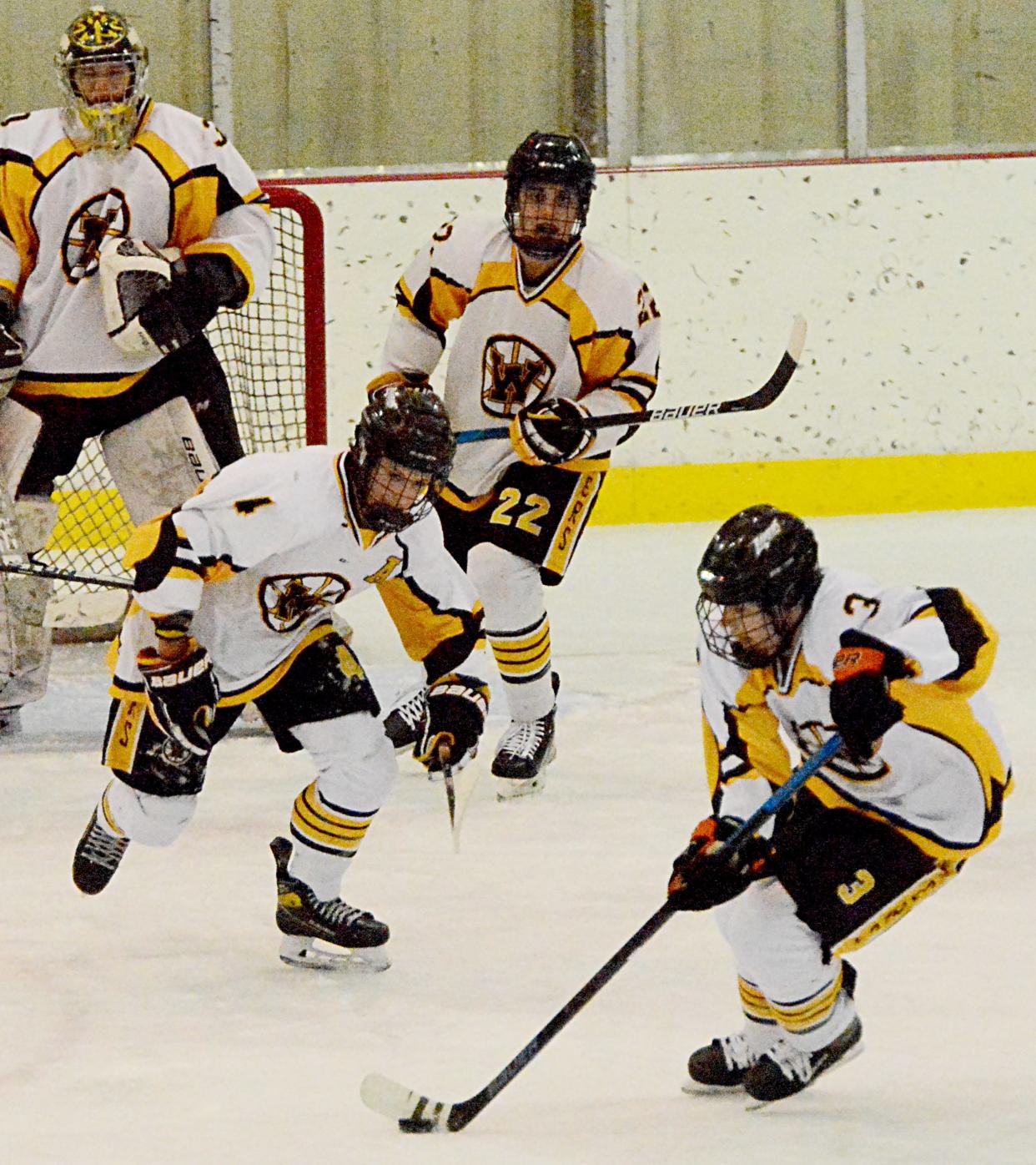 Watertown Lakers senior forward Mason Witt (3) scored five goals Saturday in the team's 6-0 SDAHA win over Yankton. Witt's performance tops the Public Opinion's list of top area performers for the week of Jan. 10-16.