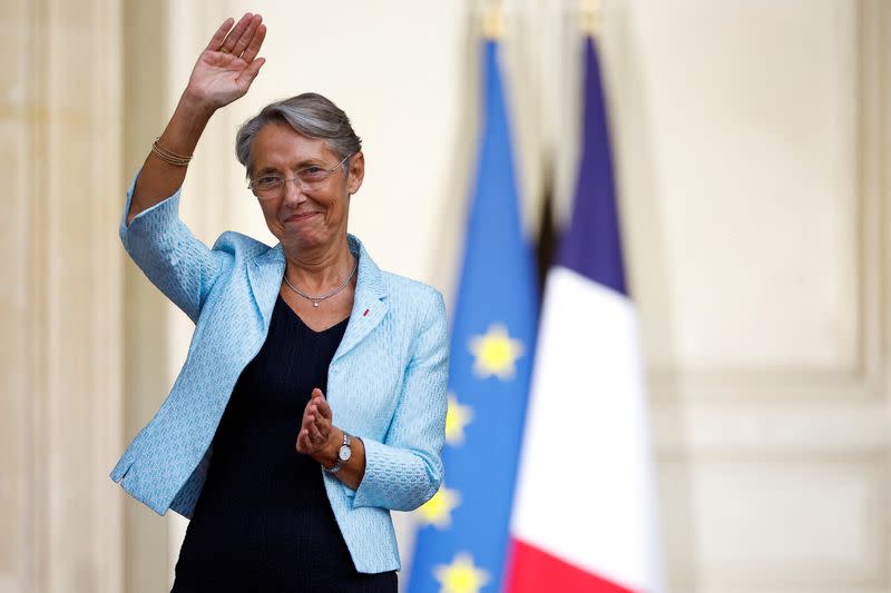 Handover ceremony between outgoing French PM Castex and newly-appointed PM Borne, in Paris