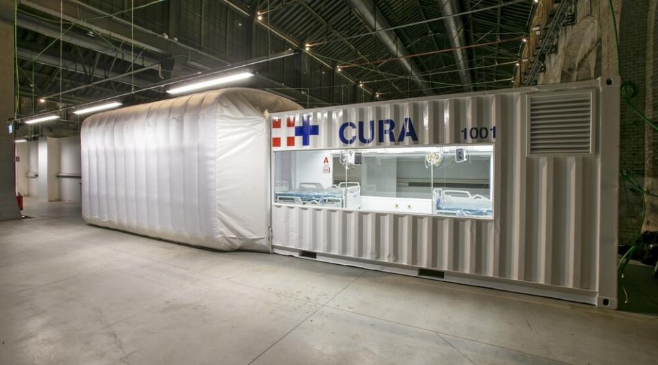 CURA 設計概念，將貨櫃改造成獨立加護病房空間。圖片來源：Cura Pods